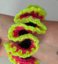 Crochet scrunchie black pink and yellow