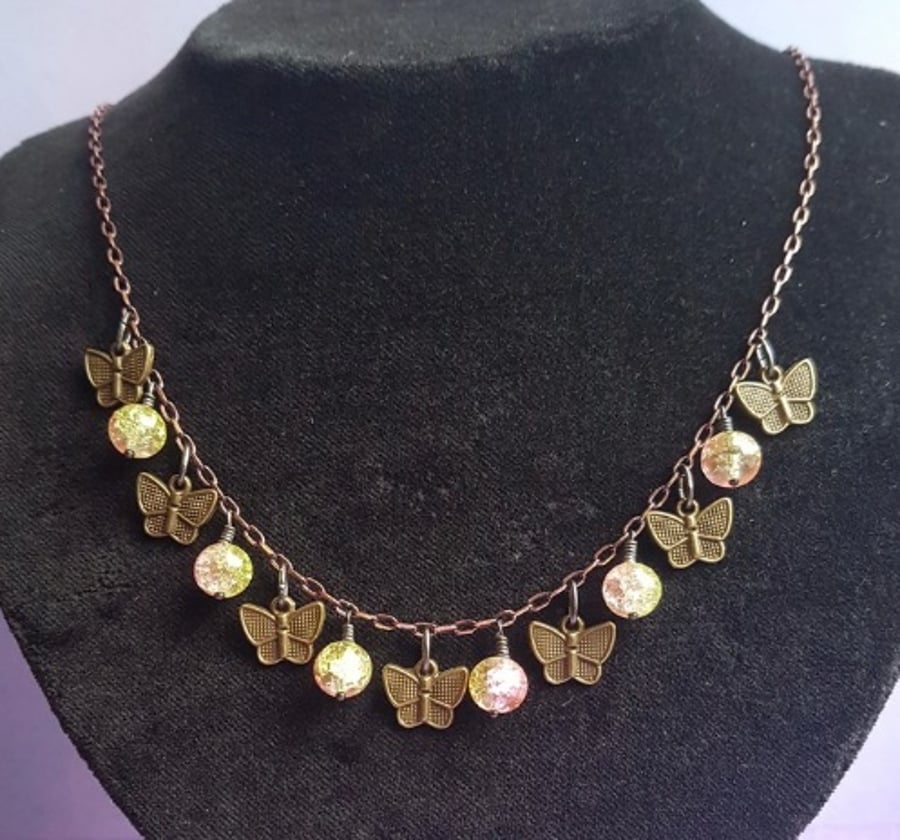 Beautiful Butterflies and beads Necklace