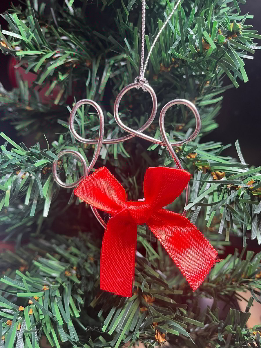 Set of 3 Pet Ornament, Paw Print Ornament, Dog Ornament, Cat Ornament, Christmas