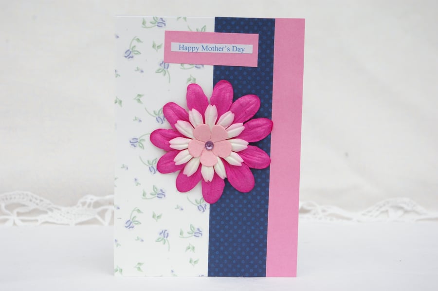 Mother's Day Card with large pink flower