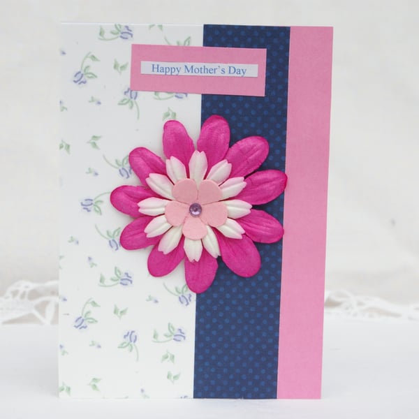Mother's Day Card with large pink flower