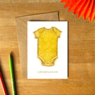 New Baby Greetings Card – Yellow Romper Summer Sunshine Design