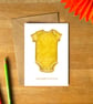 New Baby Greetings Card – Yellow Romper Summer Sunshine Design