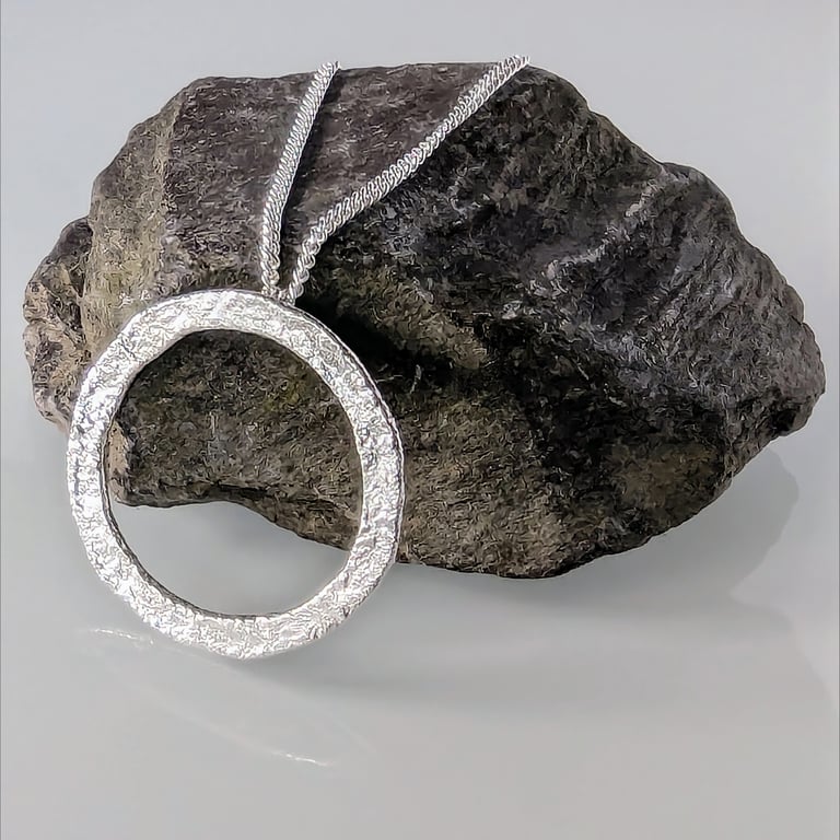 STERLING SILVER Handmade Hoop pendant, Handmade Urban Jewellery