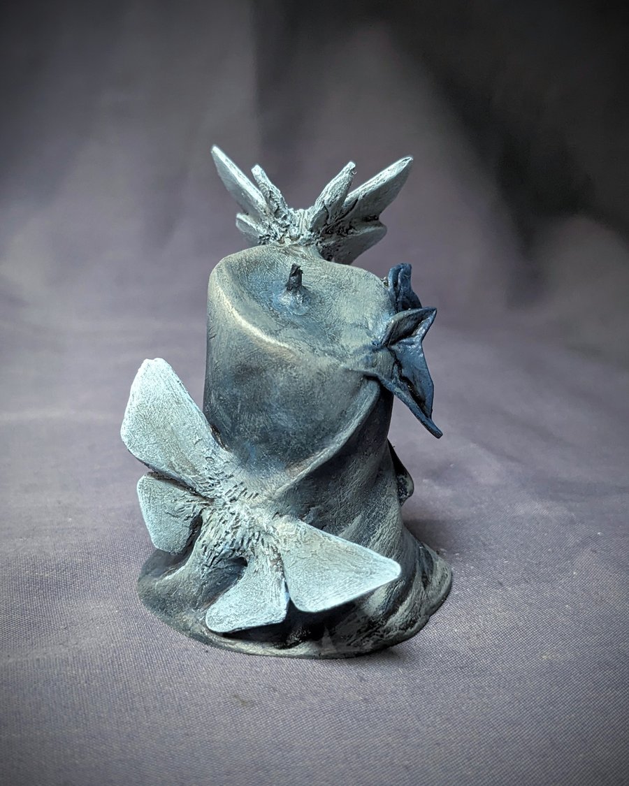 Unlit vii - small, haunting, ethereal moth, ivy and candle sculpture