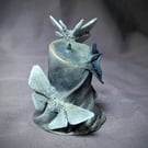 Unlit vii - small, haunting, ethereal moth, ivy and candle sculpture