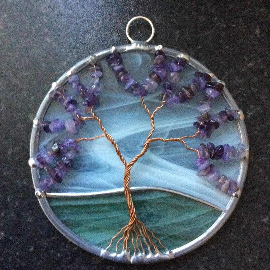 Amethyst  Tree of LIfe suncatcher (100mm version 0544)