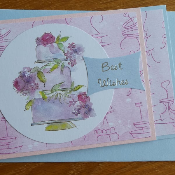 Cake Best Wishes Card - Birthday, Wedding