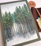 Winter Forest original oil pastel painting, A4 size artwork, landscape art - Image 9