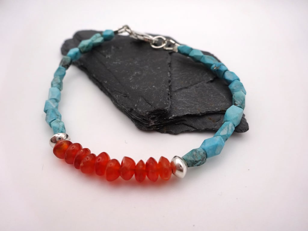 turquoise and carnelian gemstone bracelet