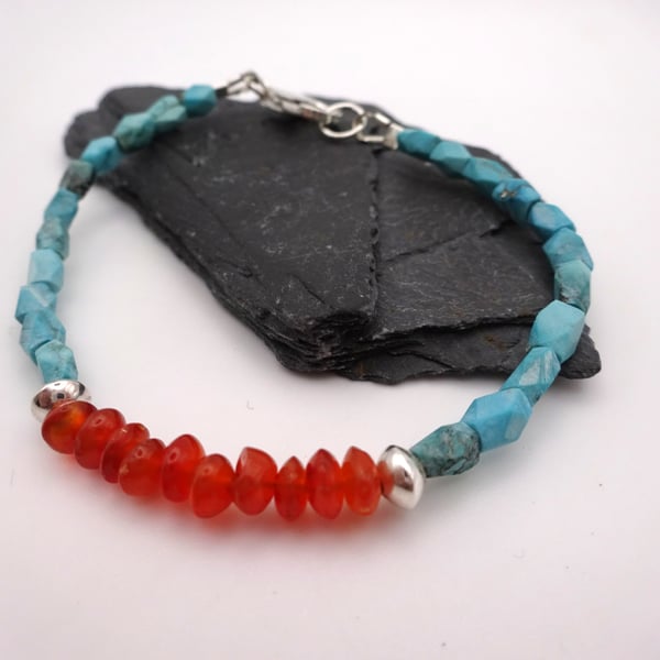 turquoise and carnelian gemstone bracelet