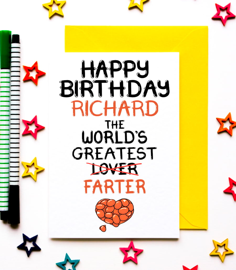 Personalised Funny Fart Birthday Card For Wife, Husband, Boyfriend, Girlfriend