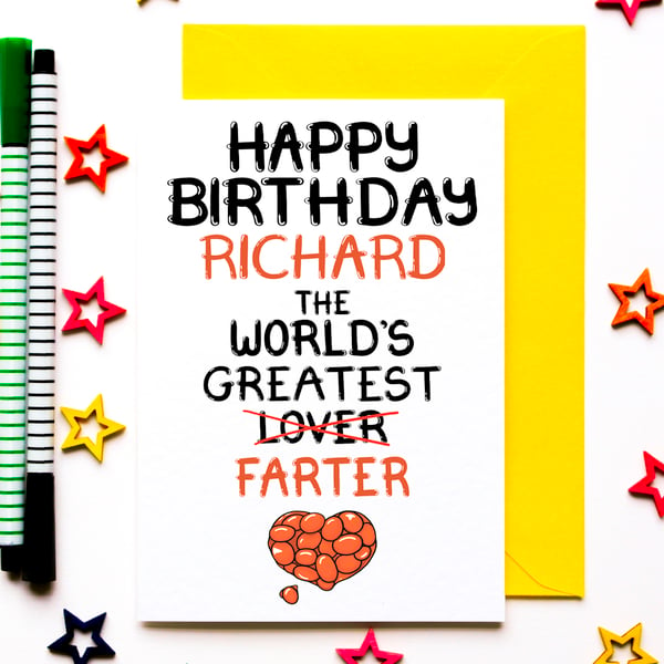 Personalised Funny Fart Birthday Card For Wife, Husband, Boyfriend, Girlfriend