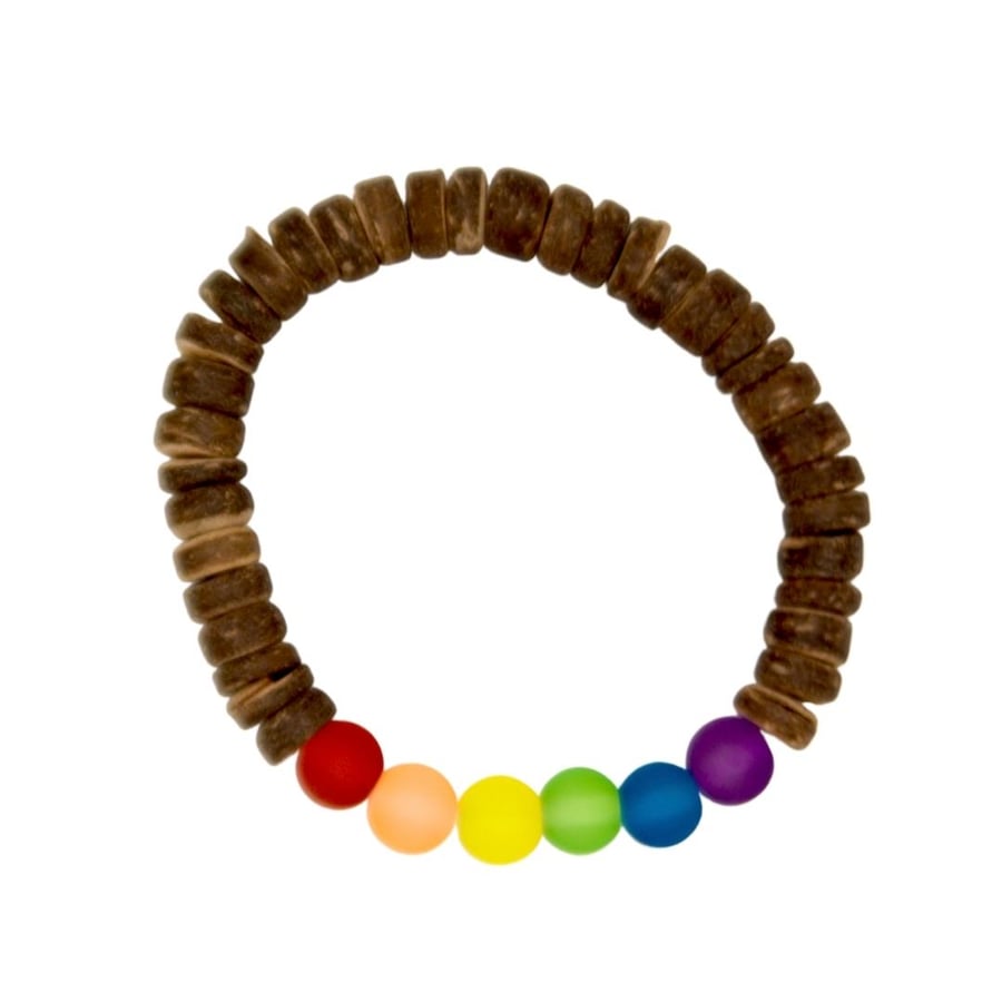 LGBT Gay Pride Coconut and Glass Bead Handmade Bracelet