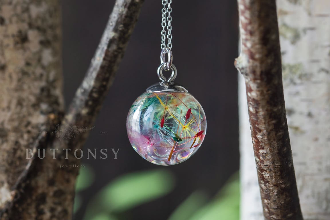 Fairy Necklace Bubble Rainbow Dandelion Dandelion Necklace Bubble Jewelry Faerie