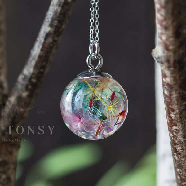 Fairy Necklace Bubble Rainbow Dandelion Dandelion Necklace Bubble Jewelry Faerie