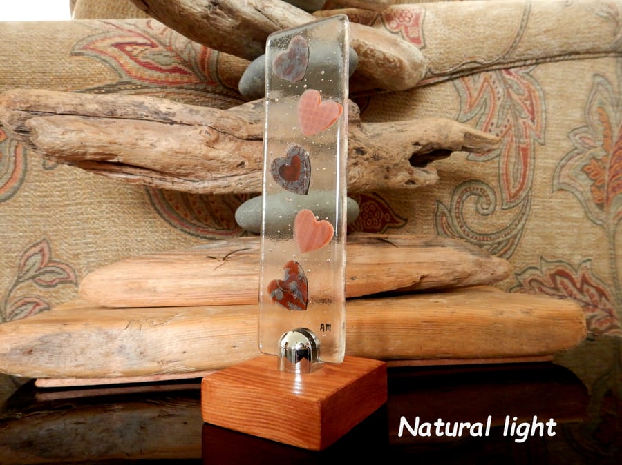 Handmade Fused Glass 'Love Hearts' Picture