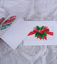Set of 2 Cross Stitch Christmas Cards, Festive Red Bow & Merry Christmas - Image 5