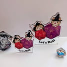D&D cat acrylic standee, Let's roll tabletop RPG desk decor, D20 dice figurine 
