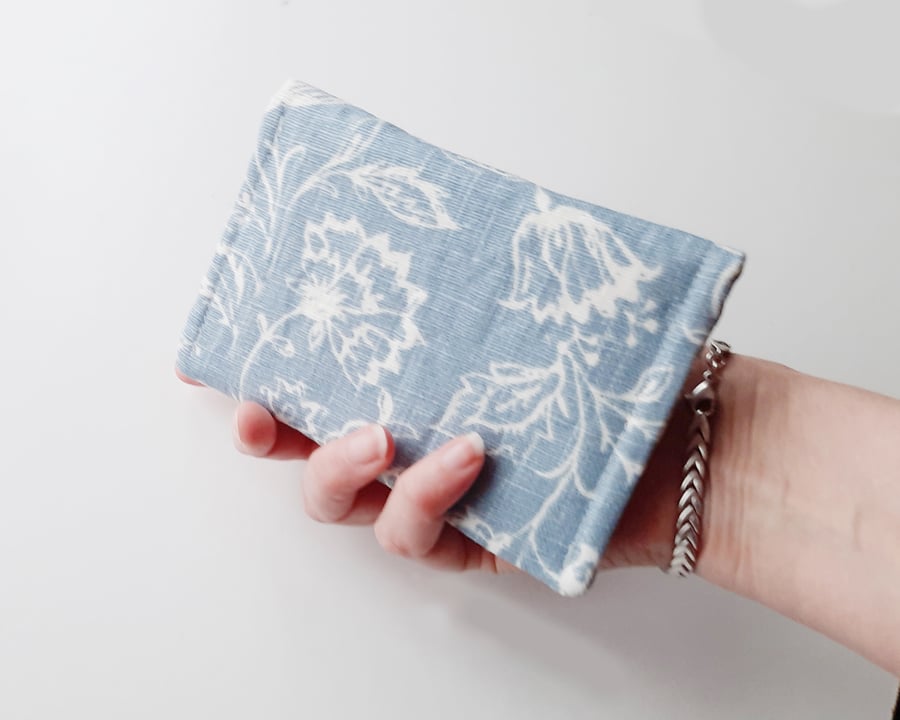 Pretty Linen Wallet, Women's Blue Wallet - Free P&P