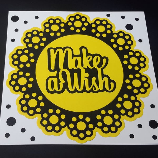 Make a Wish Greeting Card - Yellow and Black