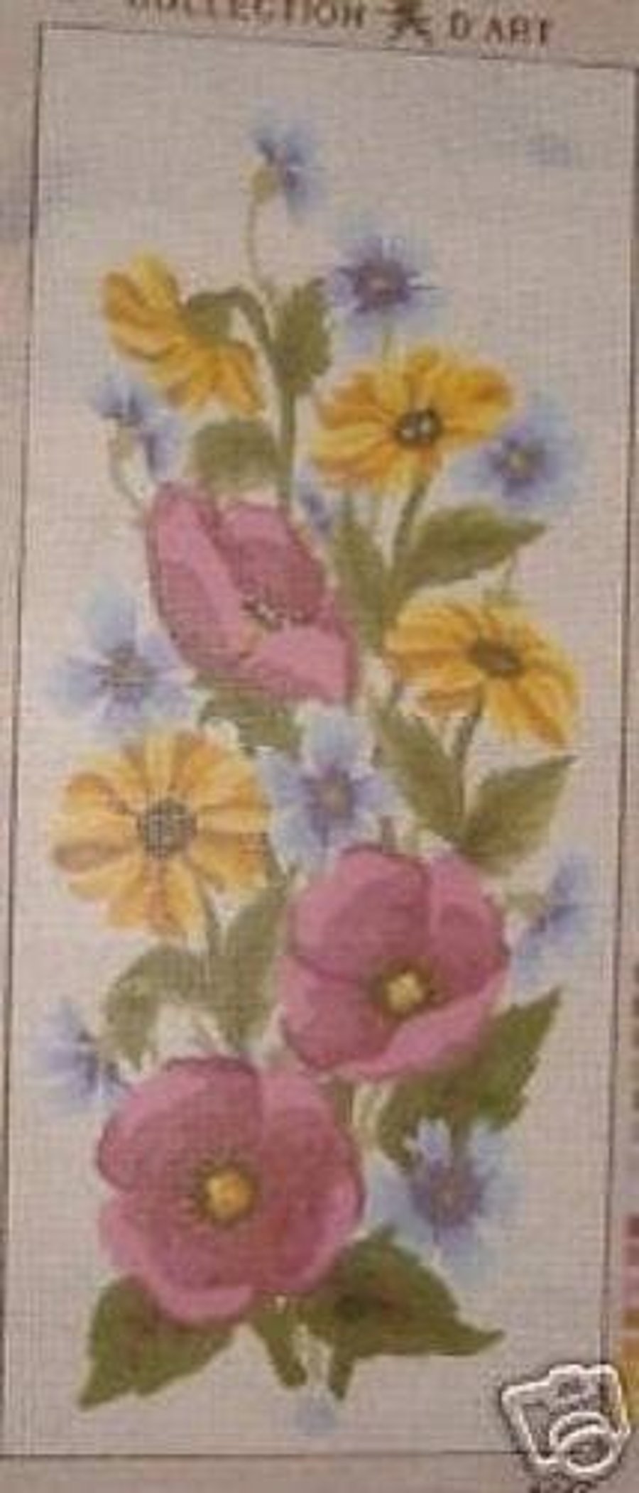 Cornflower Marigolds and Purple Poppies Tapestry Needlepoint Canvas
