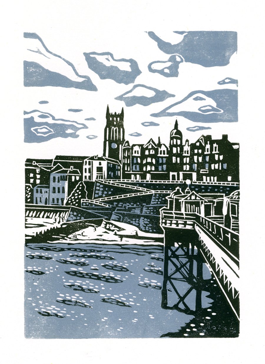 Cromer No.1 two-colour linocut print