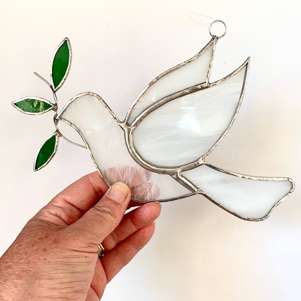 Stained Glass Peace Dove Suncatcher - Handmade ... - Folksy