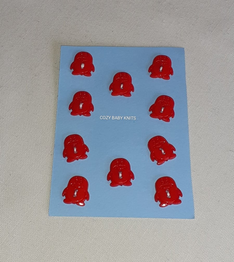 RED PENGUIN SHAPED BUTTONS