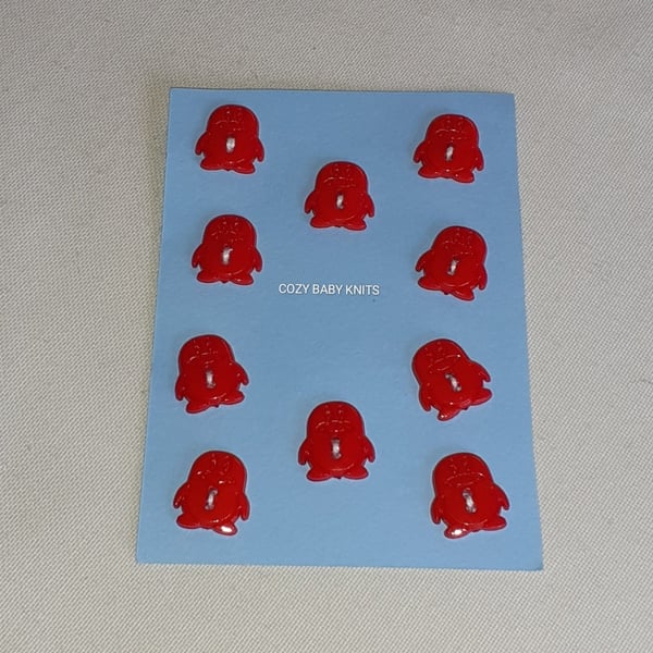 RED PENGUIN SHAPED BUTTONS