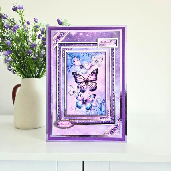 Butterfly Birthday Card For Her, In Purples & Lilacs