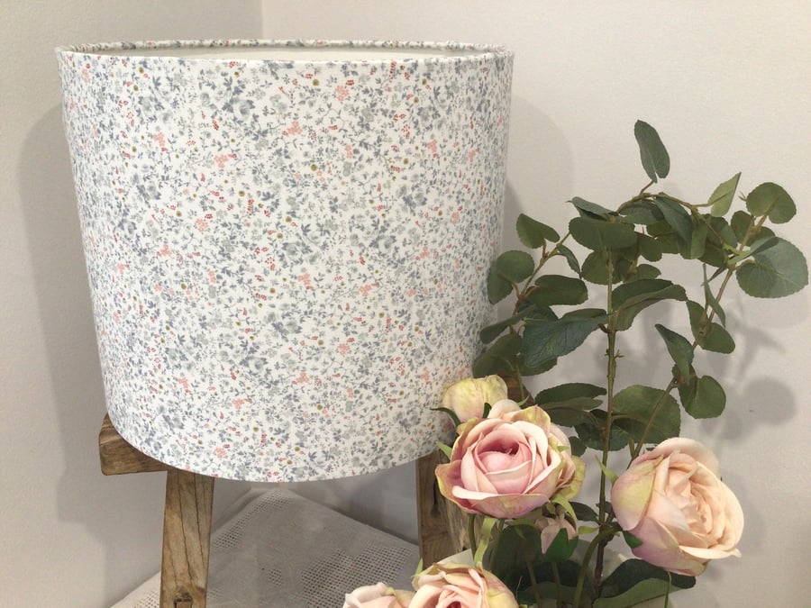Peony and Sage Drum Lampshade in Delilah - 15cm