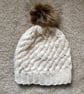 Hand Knitted Aran Hat with removable pom pom - Image 7