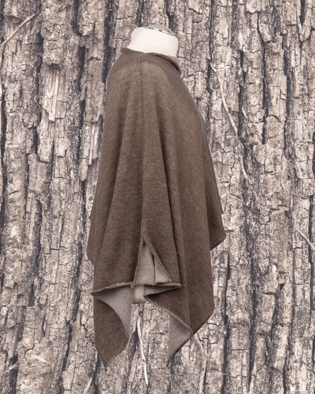 Natural and Mushroom Reversible merino poncho. Women's cape. Wedding shawl
