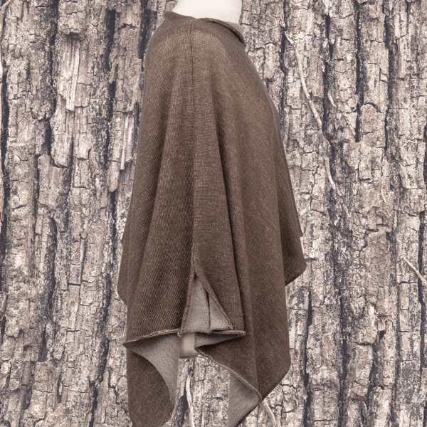 Natural and Mushroom Reversible merino poncho. Women's cape. Wedding shawl