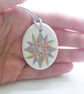 Multicoloured Geometric Star Ceramic Pendant on Grey Cord with Lobster Clasp - Image 2