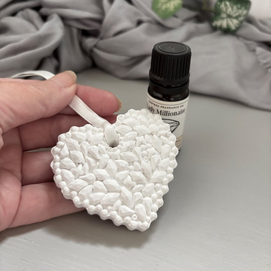 Image of Textured Hanging Heart Aroma Stone - Essential oil Diffuser