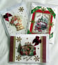 Set of 3 (Three) Beautiful Hand-Crafted Christmas Decoupage Greeting Cards (b)