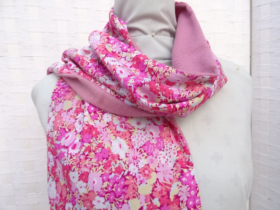Liberty of London Print Long Scarf.Cotton Tana Lawn Cashmere .  