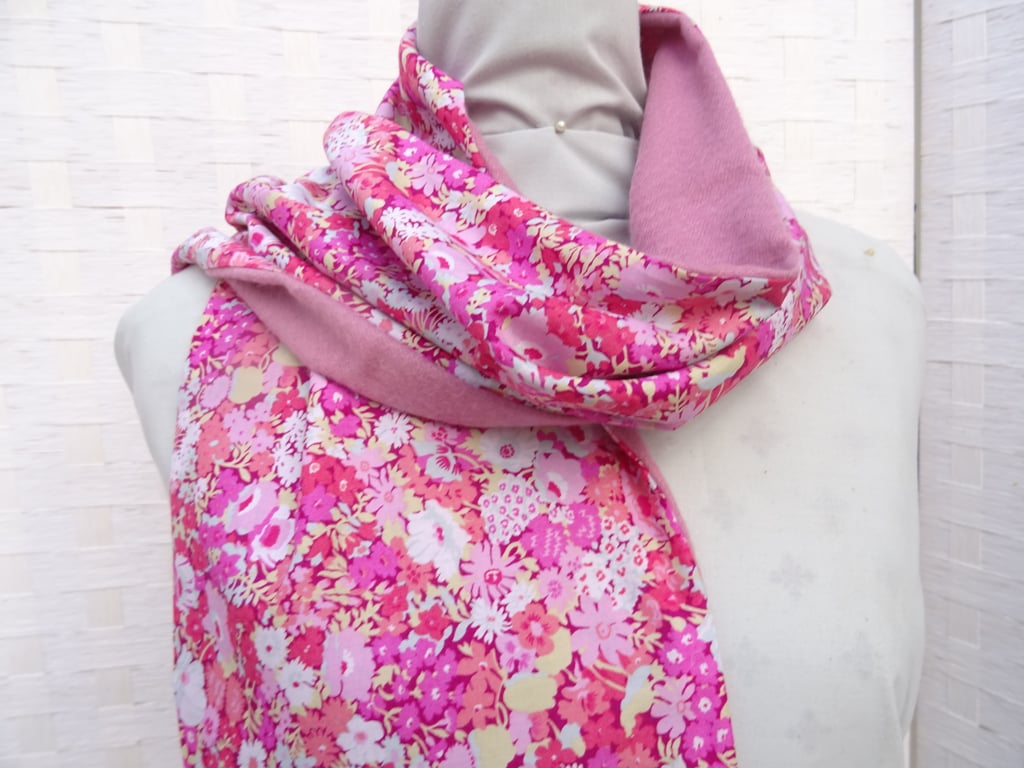 Liberty of London Print Long Scarf.Cotton Tana Lawn Cashmere .  