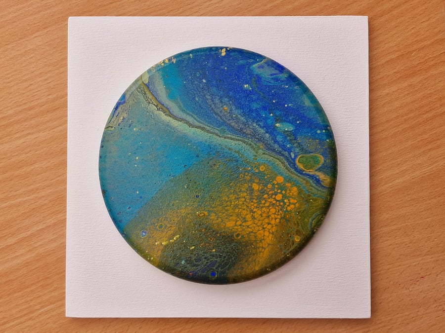 18.5cm x 18.5cm acrylic pour painting wall plaque