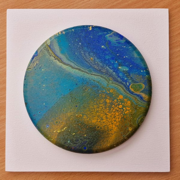 18.5cm x 18.5cm acrylic pour painting wall plaque