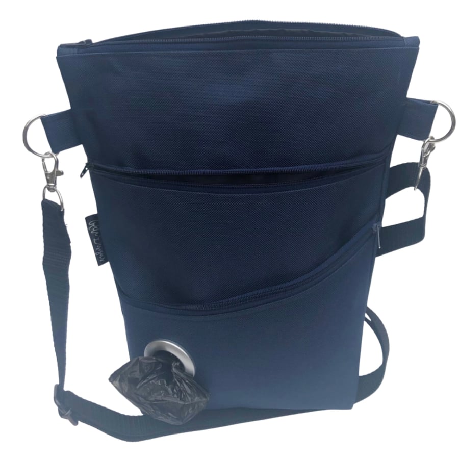 Dog walking bag, waterproof navy