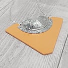 Recycled Aluminium Drink Can Base Metal, Peach Triangular Acrylic Shape Necklace