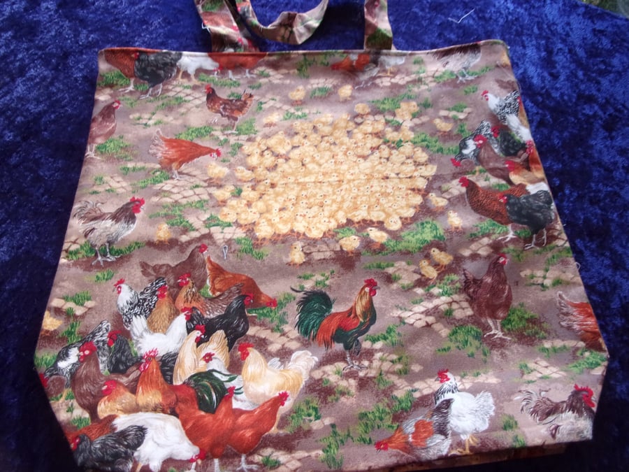 Chicken & Chicks Fabric Shopping Bag