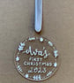 Personalised first Christmas hand illustrated decoration - Image 1