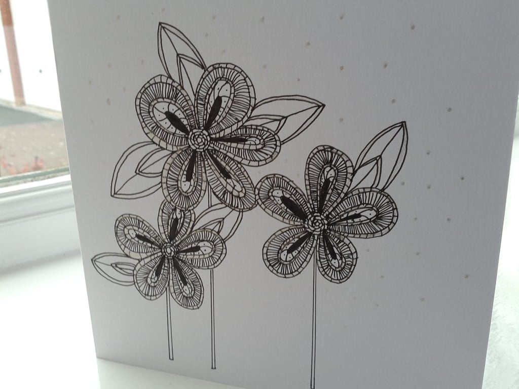 Open flower birthday card