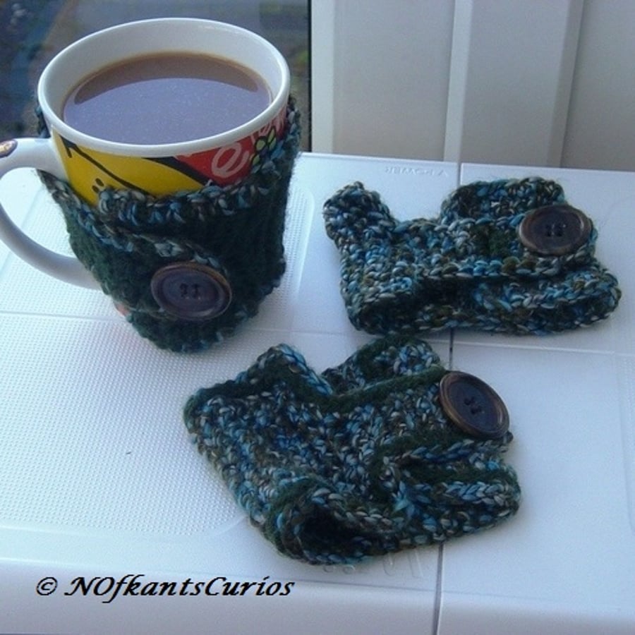Kingfisher Crocheted Mug Cosies, Give Your Mug a Hug.