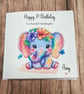 1st Personalised Elephant Birthday Card For Her Happy Birthday Daughter Niece - Image 4