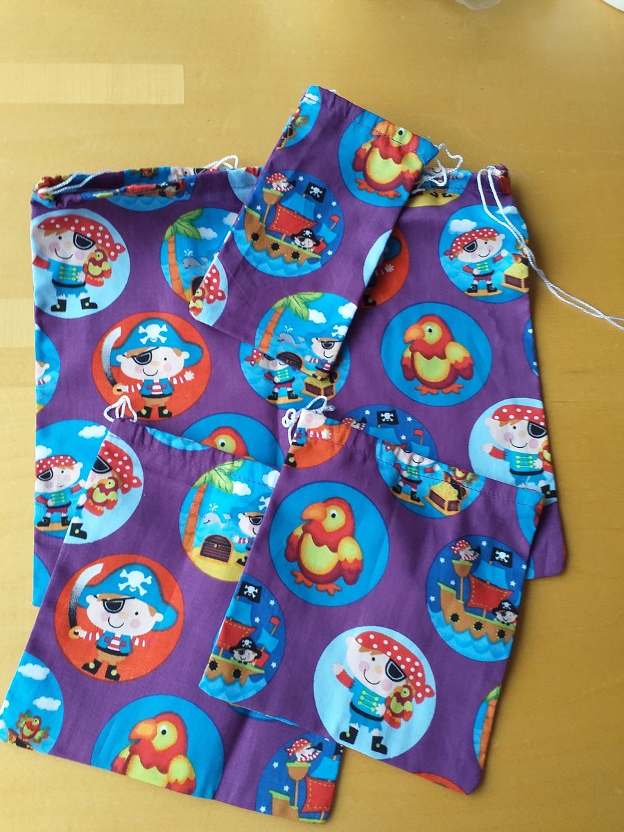 pack of 4, Pirate, Drawstring Gift Bags